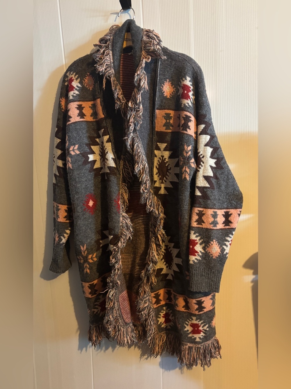 JODIFL Striped Knit Cardigan in Charcoal & Rust